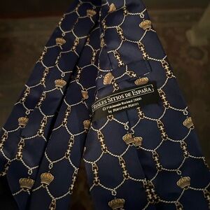 Navy blue silk tie from Spain
